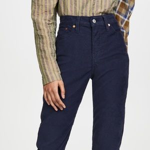 Levi's Wedgie Fit Straight Leg Corduroy Pants Jean Cords Navy Blue - size 28